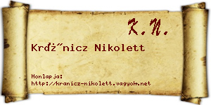 Kránicz Nikolett névjegykártya