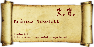 Kránicz Nikolett névjegykártya